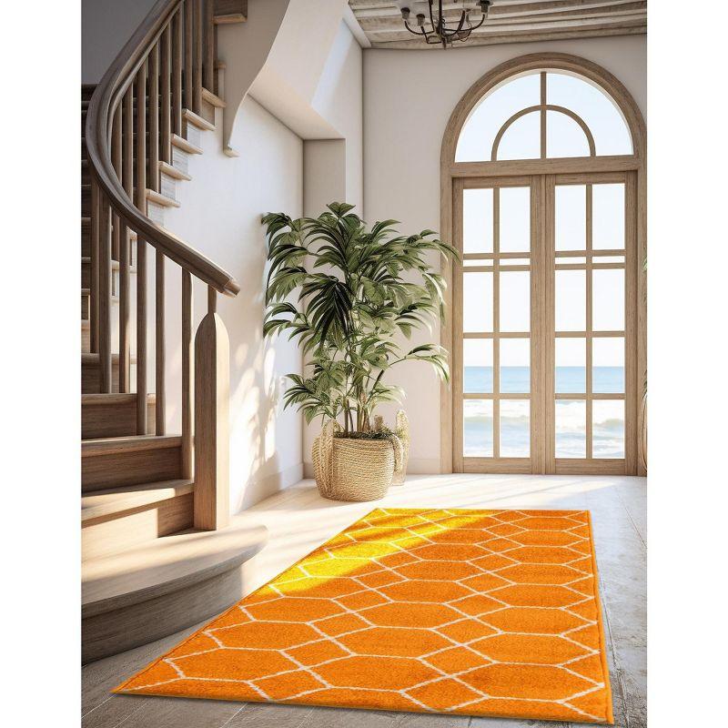 Unique Loom 2' 0 x 8' 8 Trellis Frieze Geometric Orange Area Rug