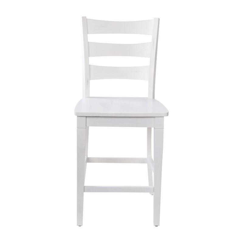 Merrick Lane Set of Two Classic Wooden Ladderback Counter Height Barstools with Solid Wood Seats in Antique White Wash