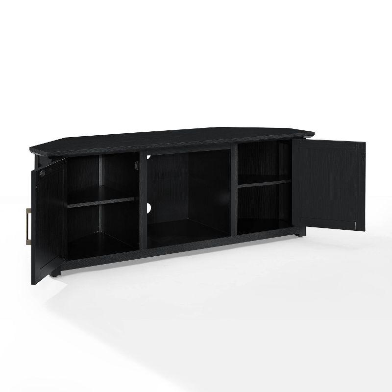 Crosley Camden Corner TV Stand for TVs up to 60" with Fireplace Black: Mid-Century Modern Entertainment Center, Cable Management