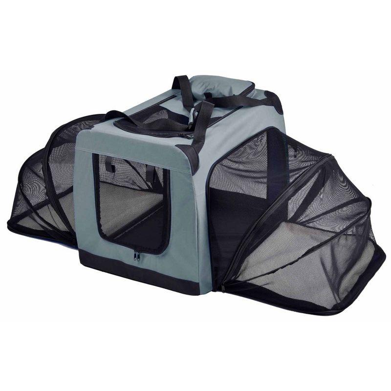 Pet Life 'Hounda Accordion' Metal Framed Soft-Folding Collapsible Dual-Sided Expandable Pet Dog Crate