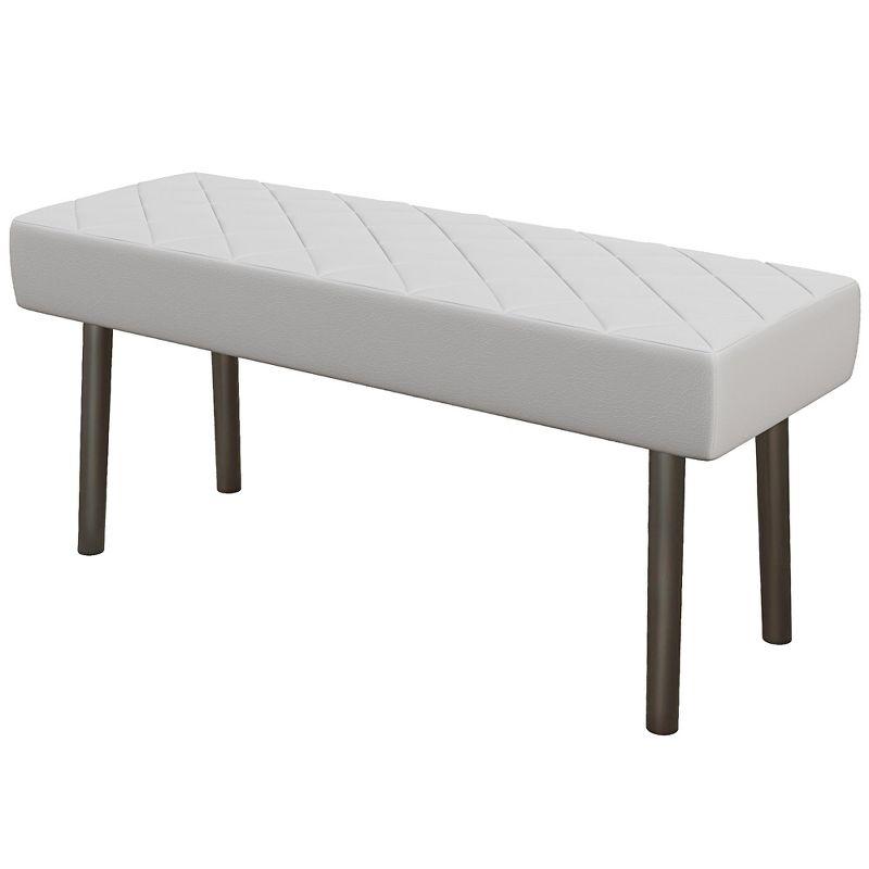 HOMCOM Ottoman Bench, 39.4" Faux Leather Upholstered End of Bed Bench with Metal Legs and Padded Seat, Gray