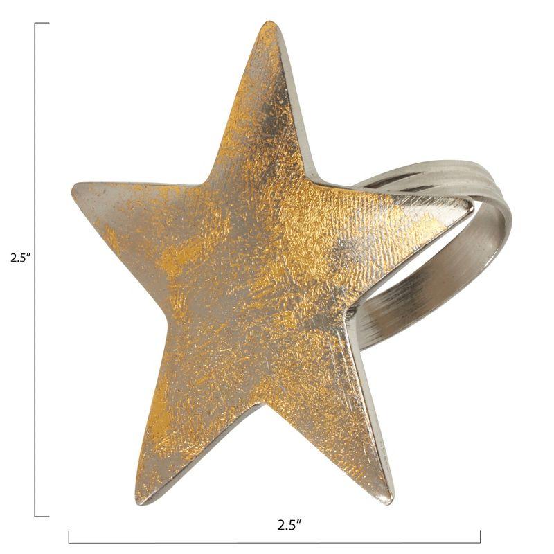 Gold and Silver Star Shaped Napkin Rings, Set of 4