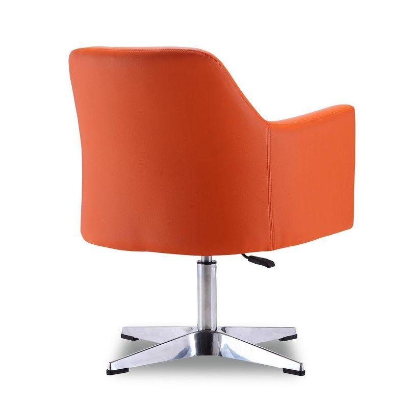 Pelo Faux Leather Adjustable Height Swivel Accent Chair Orange - Manhattan Comfort: Chrome-Plated, Modern Design, 300 lbs Capacity