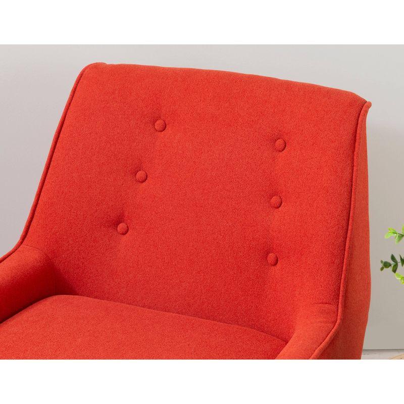 Trelis Mid-Century Modern Retro Style Accent Chair Red - Linon: Upholstered, Rubberwood Legs, Foam Cushion