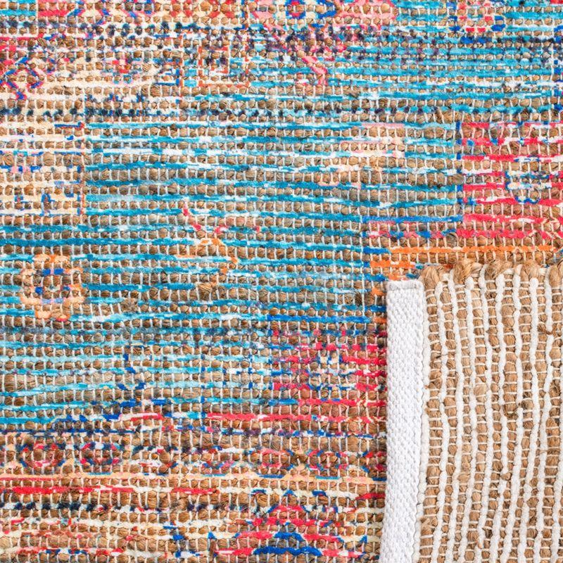 Saffron Blue and Rust Hand Loomed Cotton Area Rug