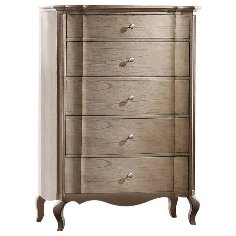 38" Chelmsford Chest Antique Taupe - Acme Furniture: 5-Drawer, No Assembly Required, Space Saving