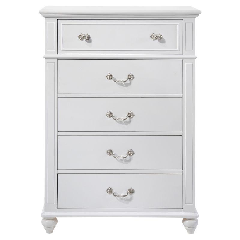 Annie Vertical Dresser White - Picket House Furnishings: 5-Drawer Storage, Crystal Handles, MDF & Rubberwood