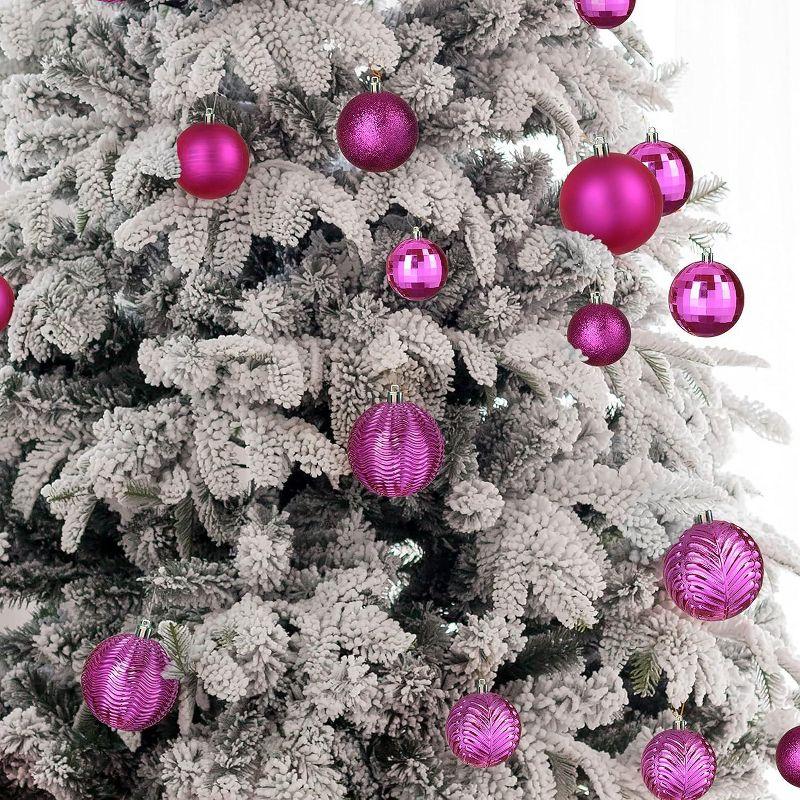 Prextex Shatterproof Christmas BalL Ornaments w/Hanging Loop for Christmas Decorations- 36 pcs, Pink