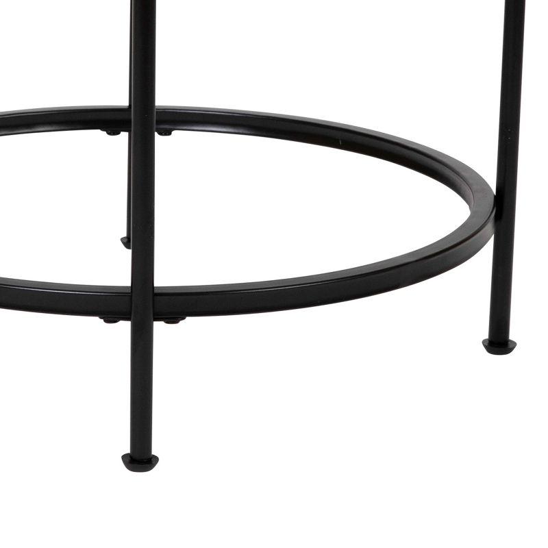 Flash Furniture Astoria Collection Round End Table - Modern Clear Glass Accent Table with Matte Black Frame