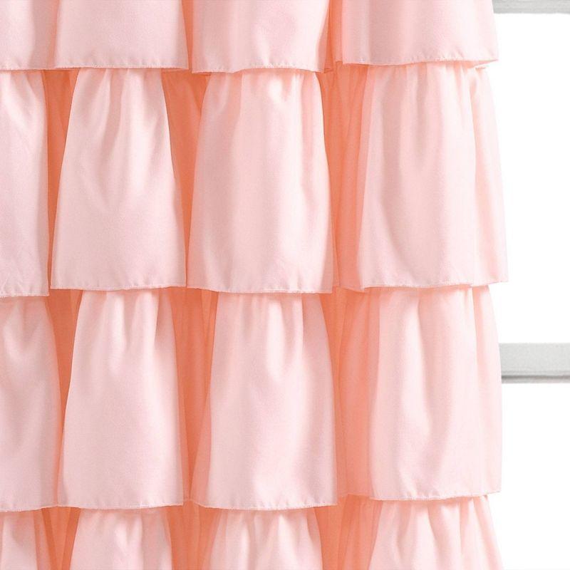 Blush Ruffled Light-Filtering Polyester Window Curtain Panel