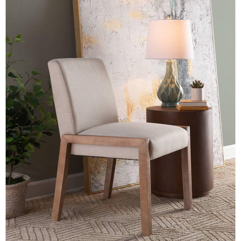 LumiSource Set of 2 Carmen Dining Chairs White Wash/Beige: Contemporary Upholstered, Wood Frame, Foam Fill