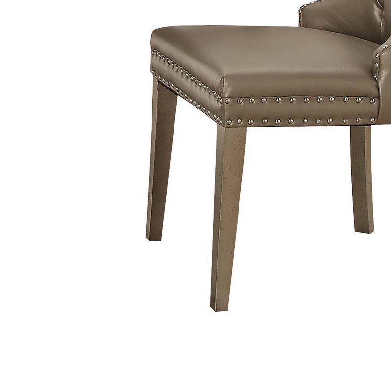 Elegant Gray Faux Leather Upholstered Side Chair with Nailhead Trim