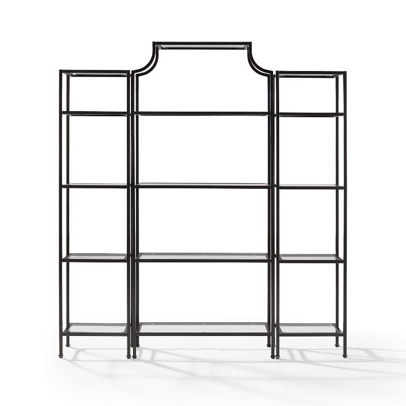 80.5" 3pc Aimee Narrow Etagere Set Oil Rubbed Bronze - Crosley: Tempered Glass Display, Steel Frame, Fixed Shelves