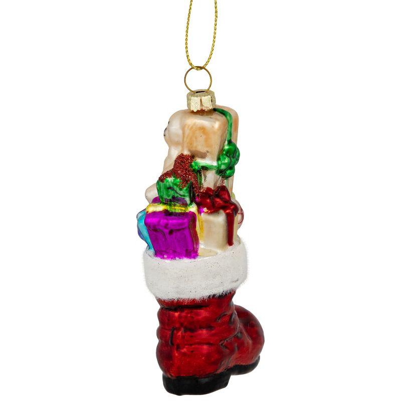 Northlight Seasonal 5" Shiny Red Present Filled Stocking Hanging Glass Christmas Ornament