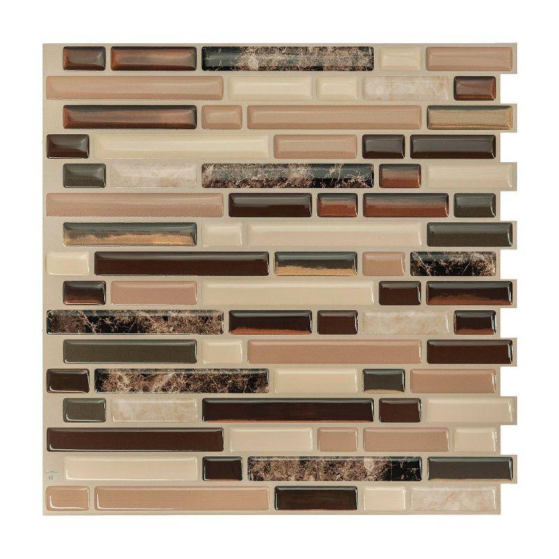 Bellagio Keystone 10'' x 10'' Brown and Beige Peel and Stick Backsplash Tiles