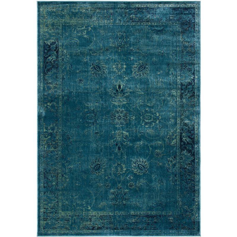 Vintage VTG117 Power Loomed Indoor Skid-Resistant Area Rug - Turquoise/Multi - 6'7"x9'2" - Safavieh