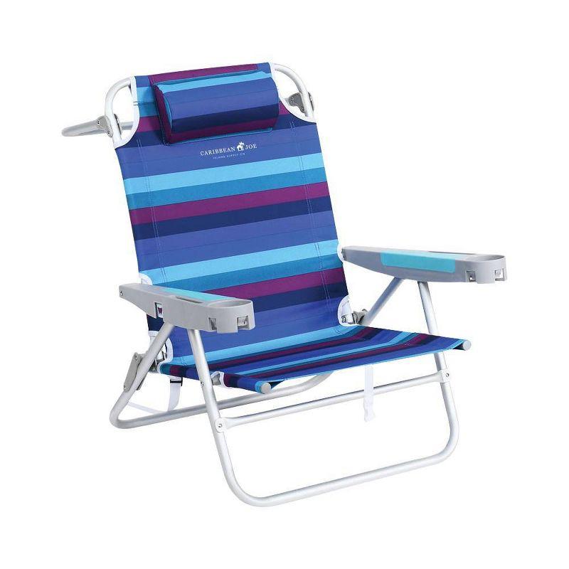 Caribbean Joe Blue and Purple Striped Folding Beach Chair