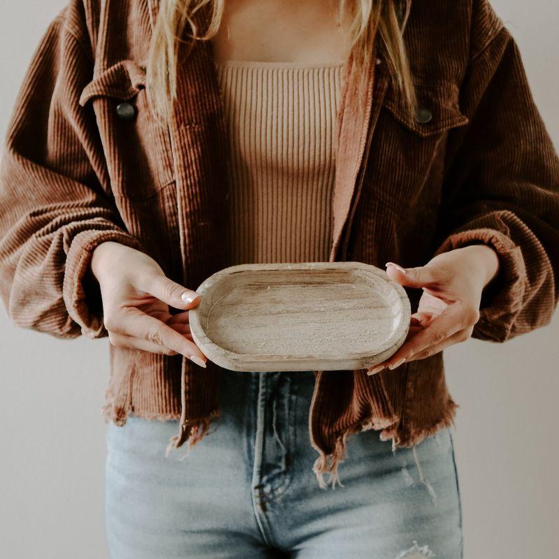 Sweet Water Decor Rustic Wood Tray - 6.9x3.7"