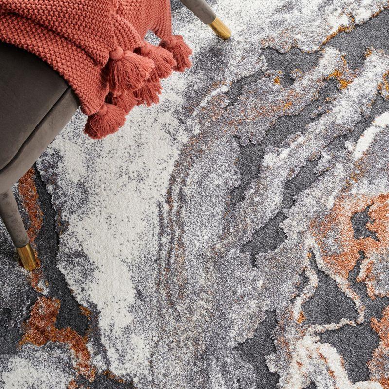 Cyrus Shag CYR121 Power Loomed Indoor Area Rug - Dark Grey/Orange - 6'7"x6'7" - Safavieh