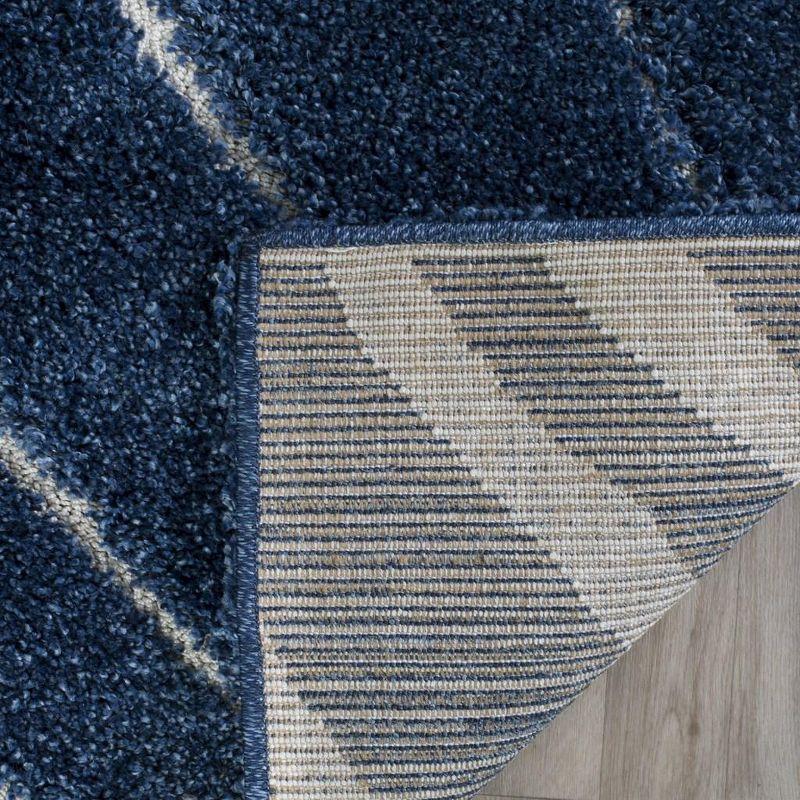 Florida Shag SG472 Power Loomed Indoor Area Rug - Dark Blue/Cream - 5'3"x7'6" - Safavieh