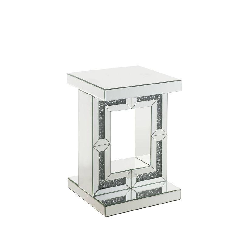 16" Mirrored Glass and Faux Diamond Accent Table