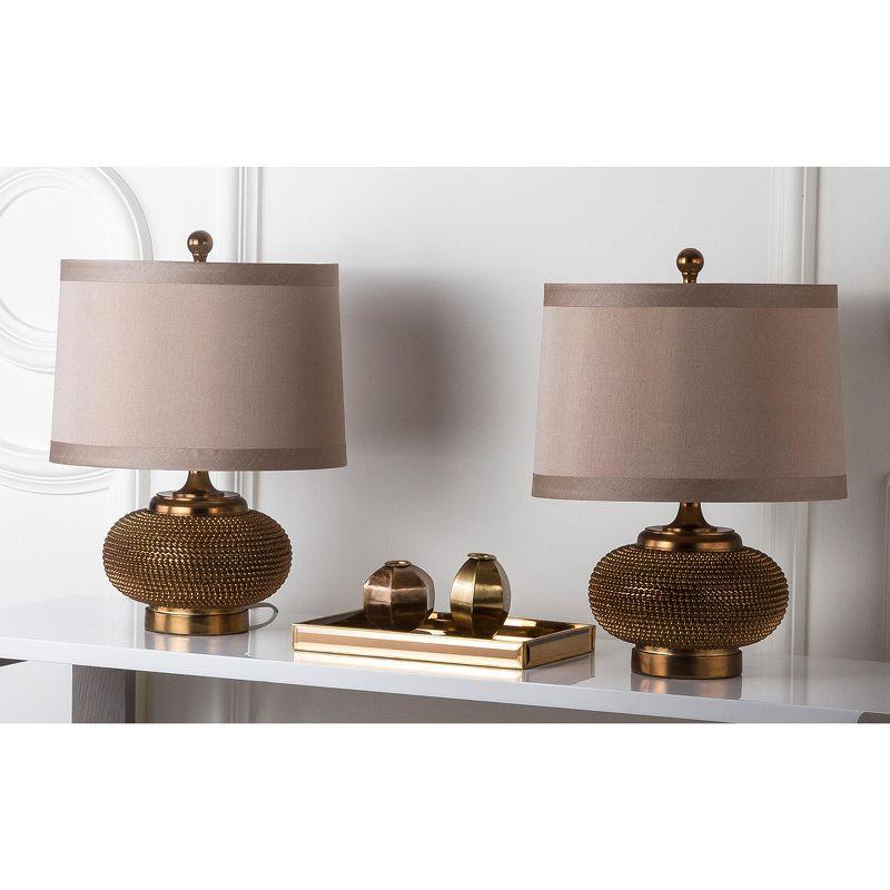 Alexis Beaded Table Lamp (Set of 2) - 19 Inch Height - LIT4016 - Copper/Taupe - Safavieh