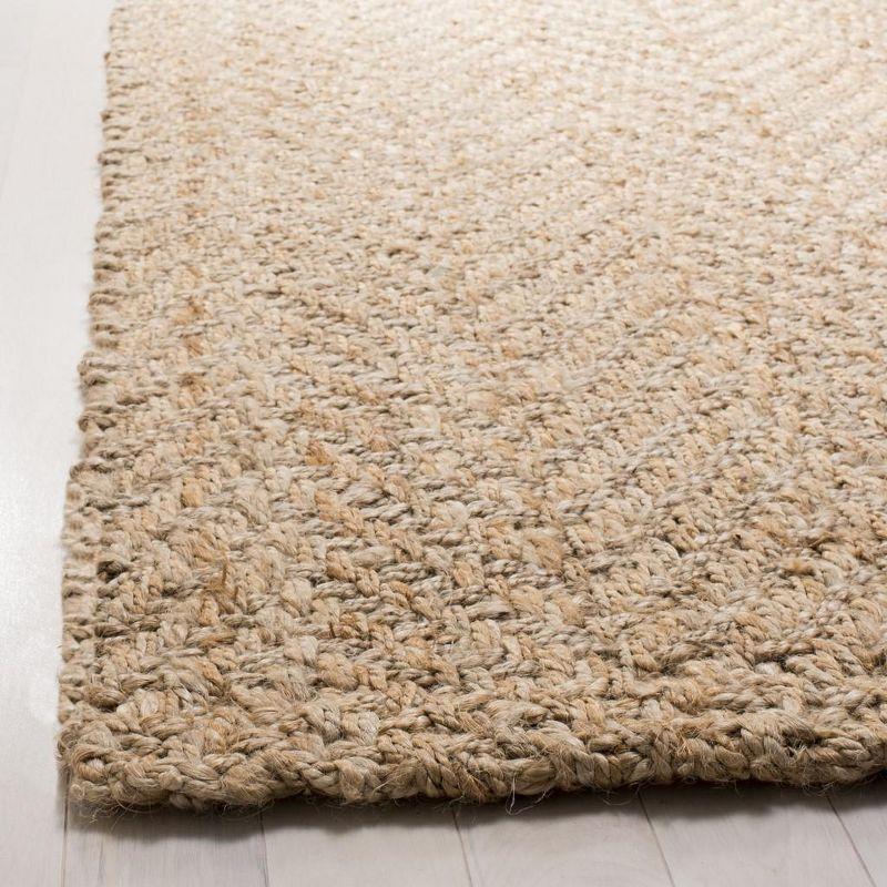 Hand-Knotted Off-White Jute Round Area Rug, 3' x 5'