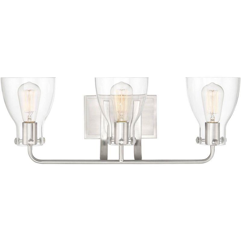 Possini Euro Design Cyn Modern Wall Light Brushed Nickel Hardwire 23 3/4" 3-Light Fixture Clear Glass for Bedroom Bathroom Vanity Living Room Hallway