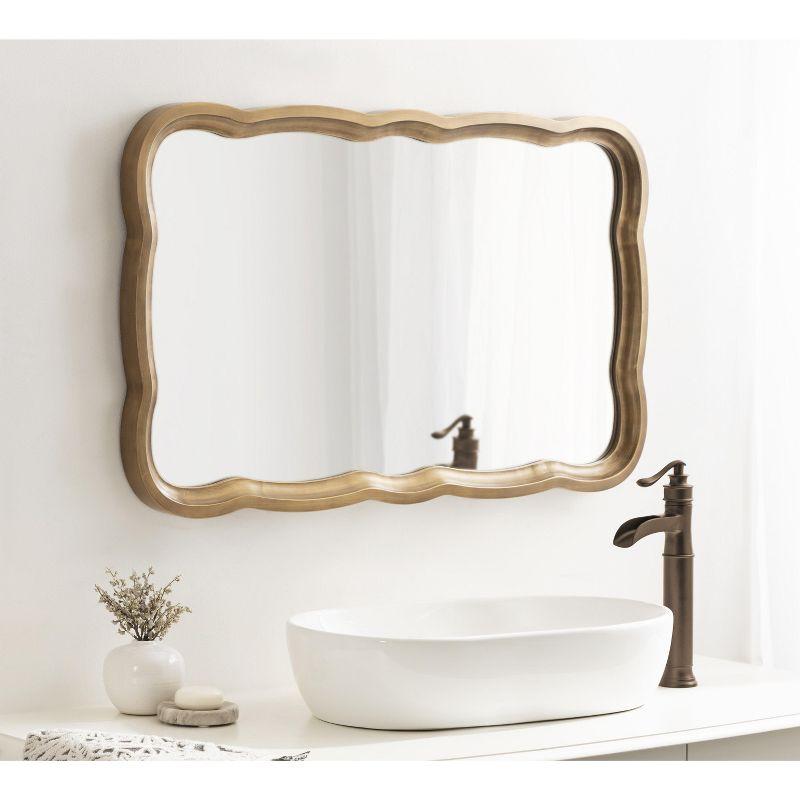 Gold Scalloped Rectangular Wood Wall Mirror, 24x38