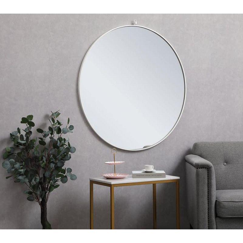 Elegant Lighting Metal frame round mirror with decorative hook 42 inch in White