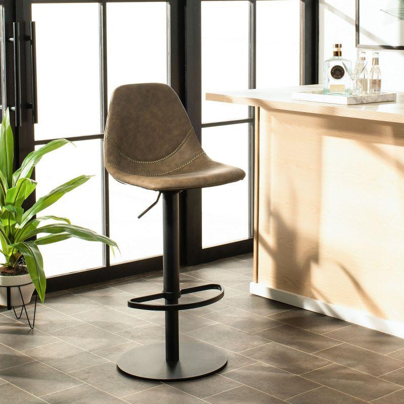 Sky Adjustable Swivel Barstool - BST3003 - Olive/Black - Safavieh