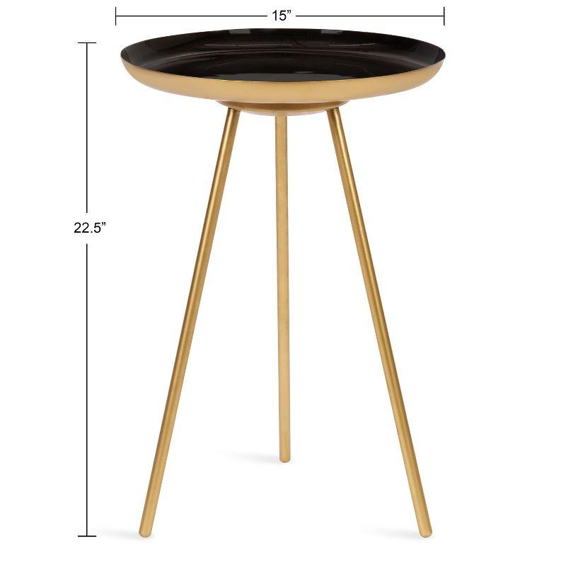 Kate and Laurel Laranya Round Metal Side Table, 15x15x22.5, Black and Gold