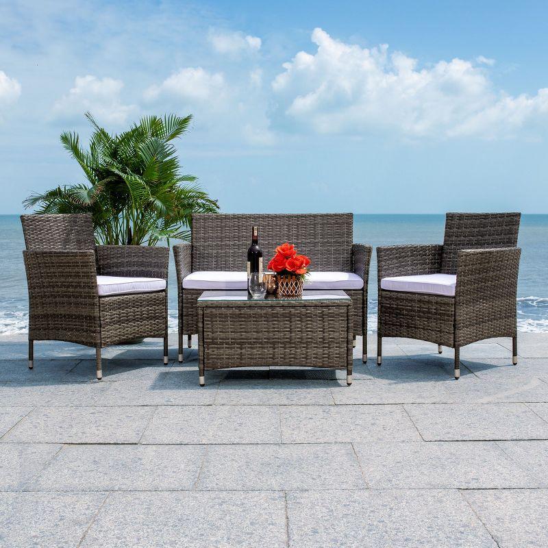 Bandele 4 Piece Grey Wicker Patio Set with Cushions