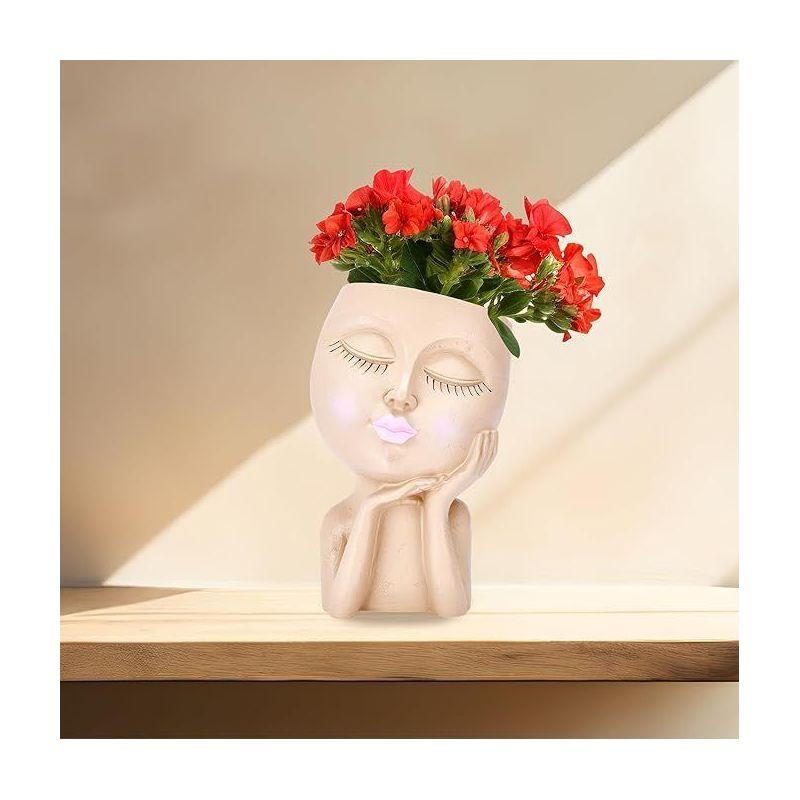 Noa Store Face Planters Pots Head - Beige