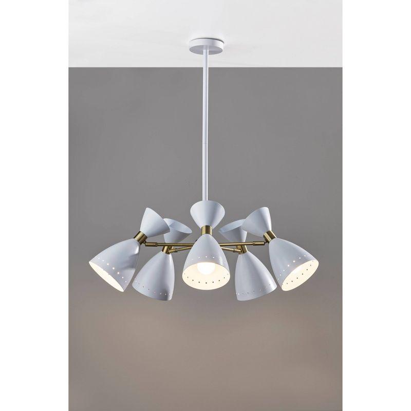 Adesso 5-Head Oscar Pendant White: Modern Metal Ceiling Fixture, ETL Listed, 40W E26, No Bulb Included