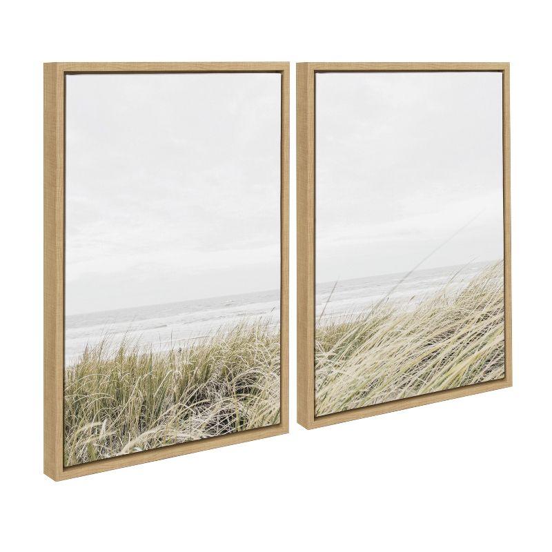 Natural Coastal Beach Scene Canvas Print Set with Polystyrene Frame