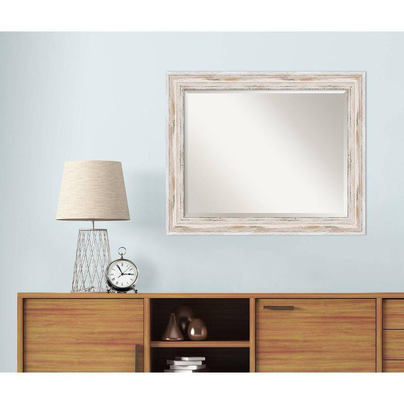 33" x 27" Alexandria White Wash Framed Wall Mirror - Amanti Art: Beveled, No Assembly Required