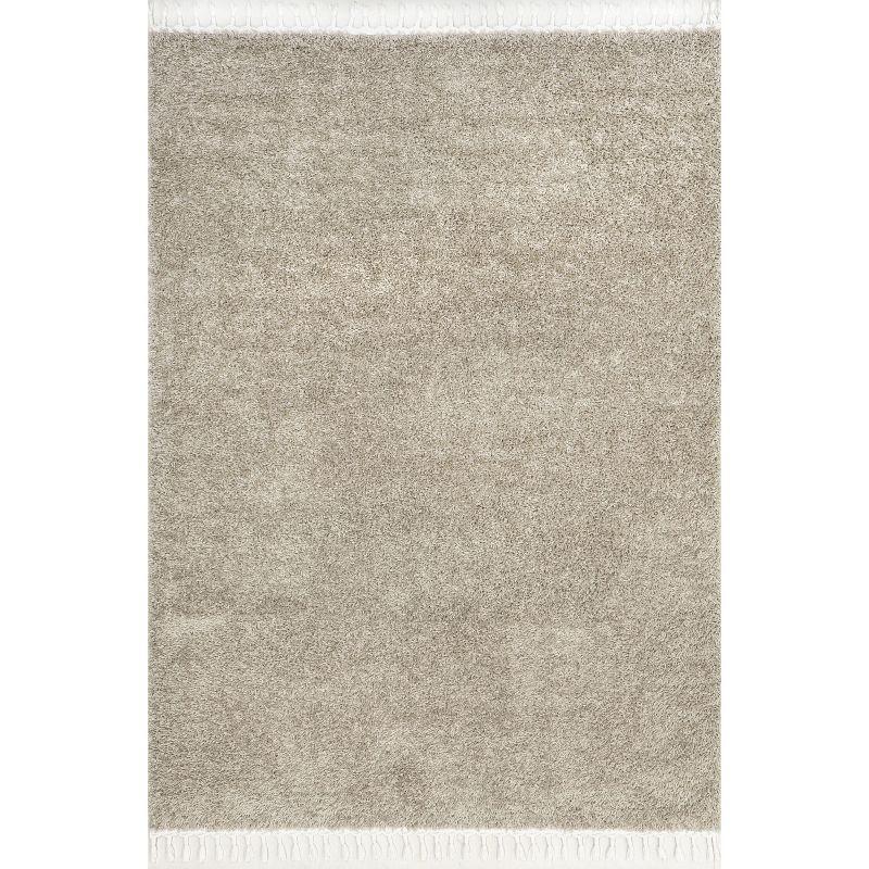 Nuloom Neva Solid 5x8 Shag Indoor Area Rug for Living Room Bedroom Dining Room Nursery, Beige/Ivory