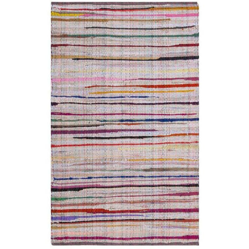 Chic Ivory & Multicolor Handwoven Cotton-Wool Blend Geometric Rug - 2'6" x 4'