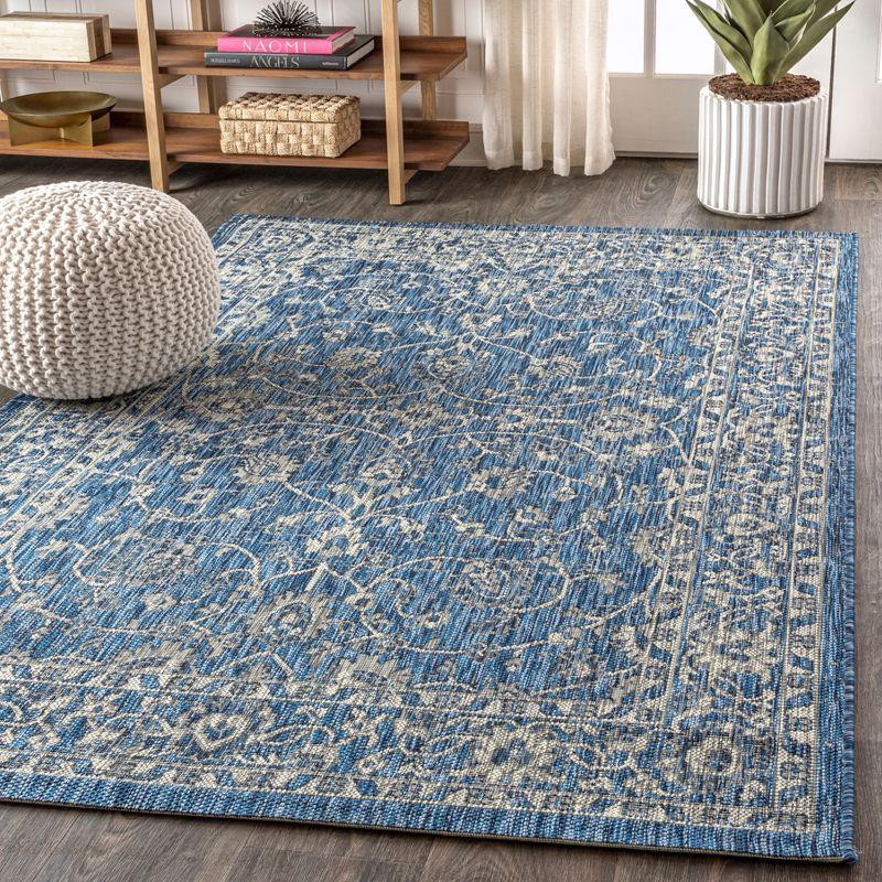 3'x5' Palazzo Vine and Border Textured Weave Indoor/Outdoor Area Rug, Navy/Gray - JONATHAN Y