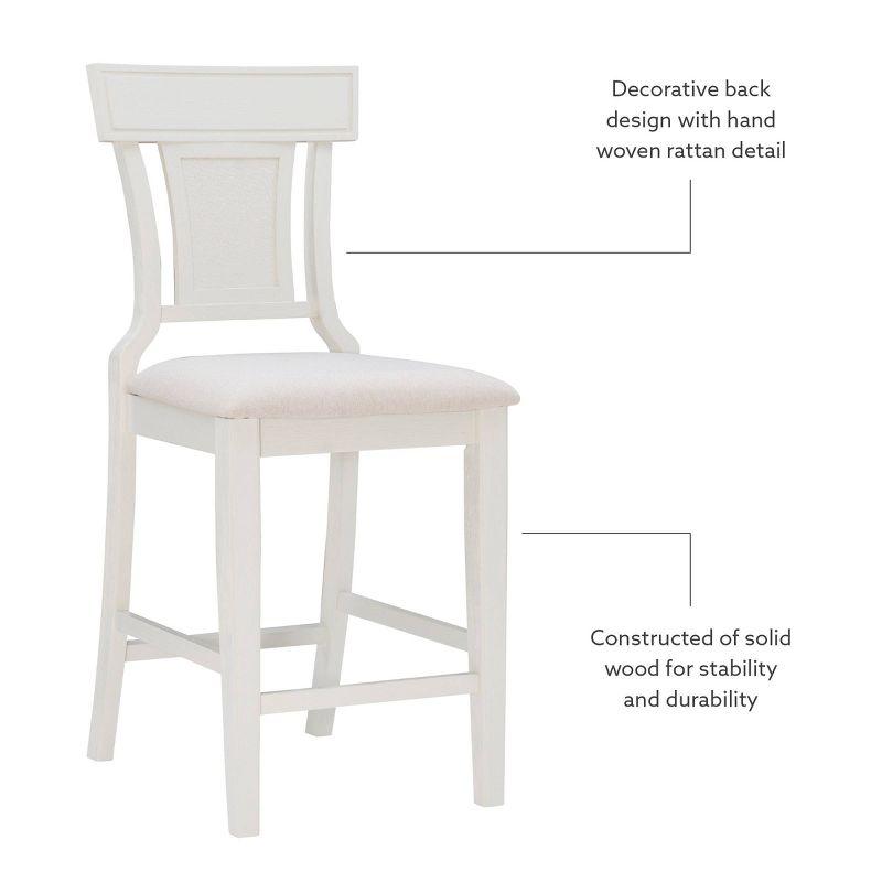 Rylan 26" White Wash Wood and Rattan Counter Stool