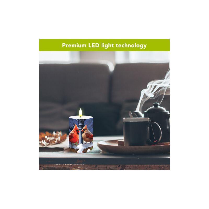 Briarwood Lane Winter Flameless Candle 6x3 Winter Glow Cardinals Flameless Candle with Timer for Winter