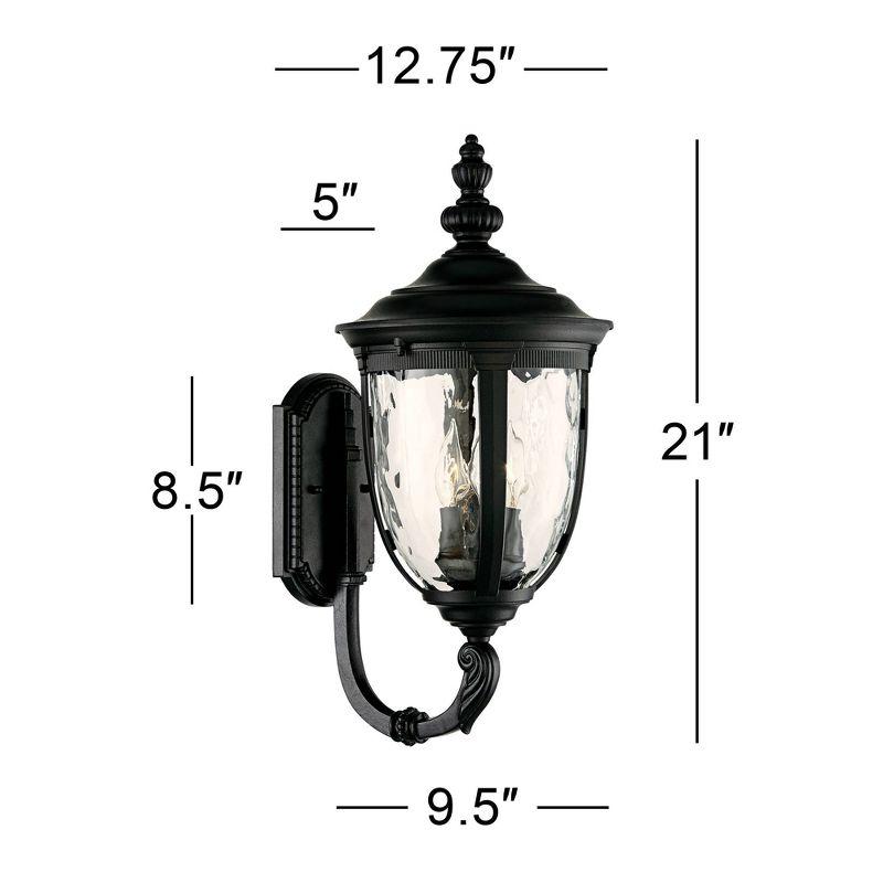 John Timberland Bellagio Vintage Rustic Outdoor Wall Light Fixture Textured Black Upbridge 21" Clear Hammered Glass for Post Exterior Barn Deck House