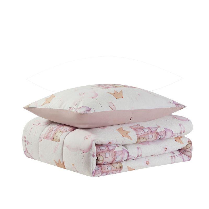 Fairytale Princess Pink Printed Kids Bedding Set with Comforter