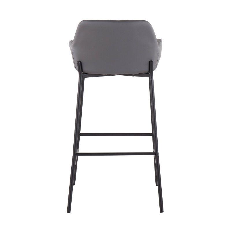 Set of 2 Daniella Metal Faux Leather Barstools Black/Gray - LumiSource: Contemporary, Upholstered, Fixed Height