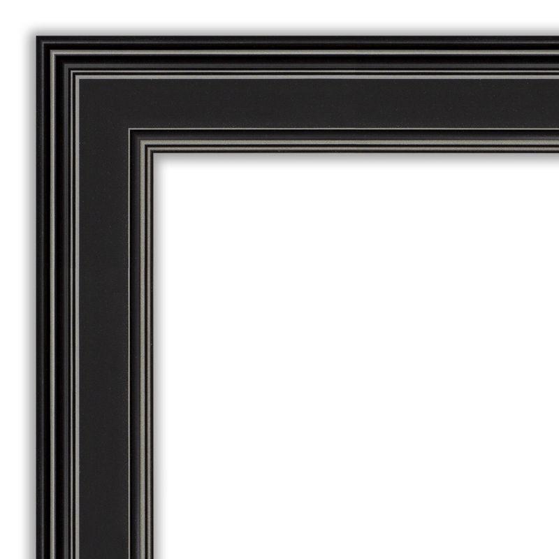 24" x 30" Non-Beveled Ridge Black Bathroom Wall Mirror - Amanti Art: Rectangle, Polystyrene Frame, Wall Mounted