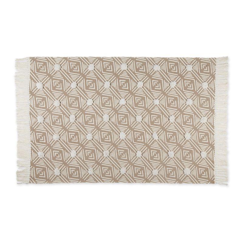 Design Imports Geometric Textured Fringe - Stone - 4 X 6 Ft