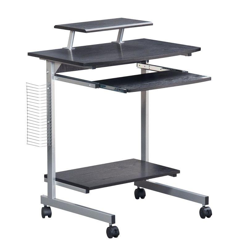 Espresso Compact Workstation Cart with Slide-Out Keyboard Tray