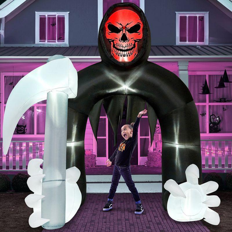 SYNCFUN 10 FT Halloween Inflatable Decoration, Giant Grim Reaper Archway with LEDs for Halloween Outdoor Decorations, Yard Garden Lawn Party Decor