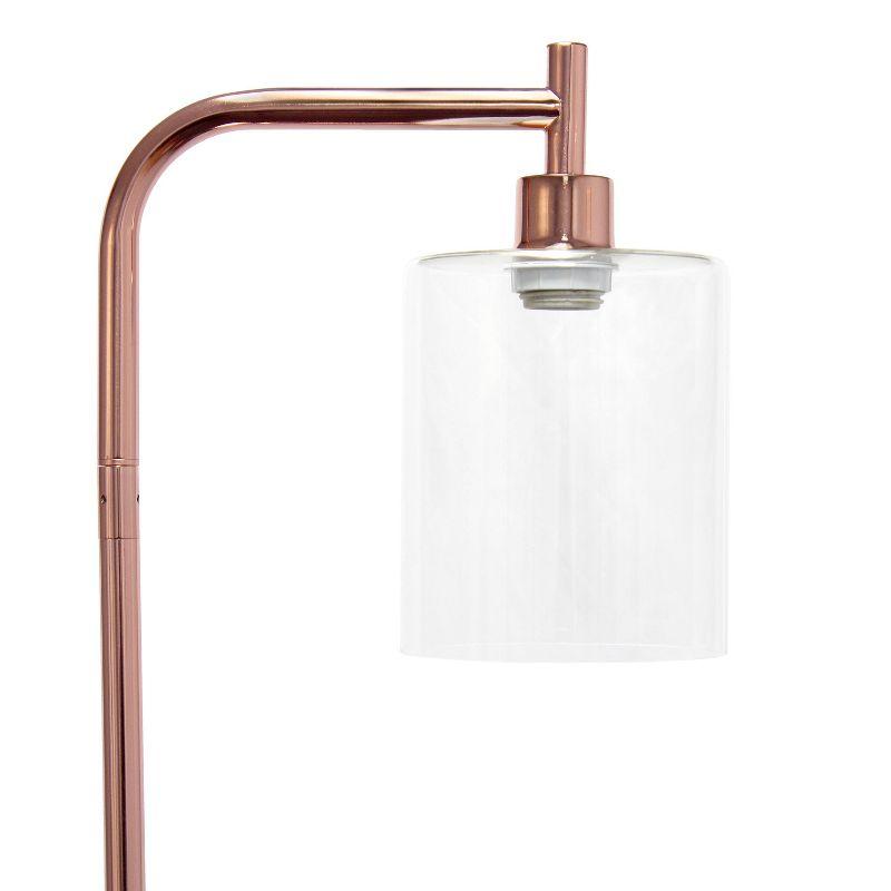 Iron Lantern Floor Lamp with Glass Shade Pink - Simple Designs: ETL Listed, Metal Base, Cylinder Shade